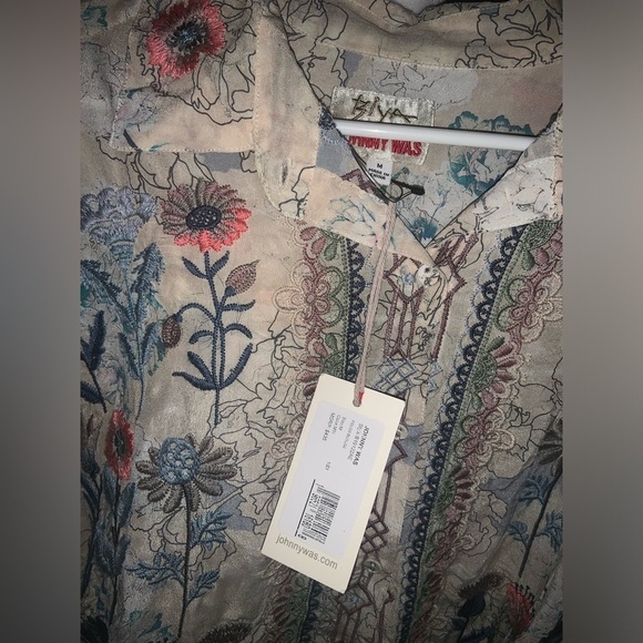 Biya JOHNNY WAS FIELDS BLOUSE Silk NWT fall casual boho $435 floral button top - Picture 9 of 11